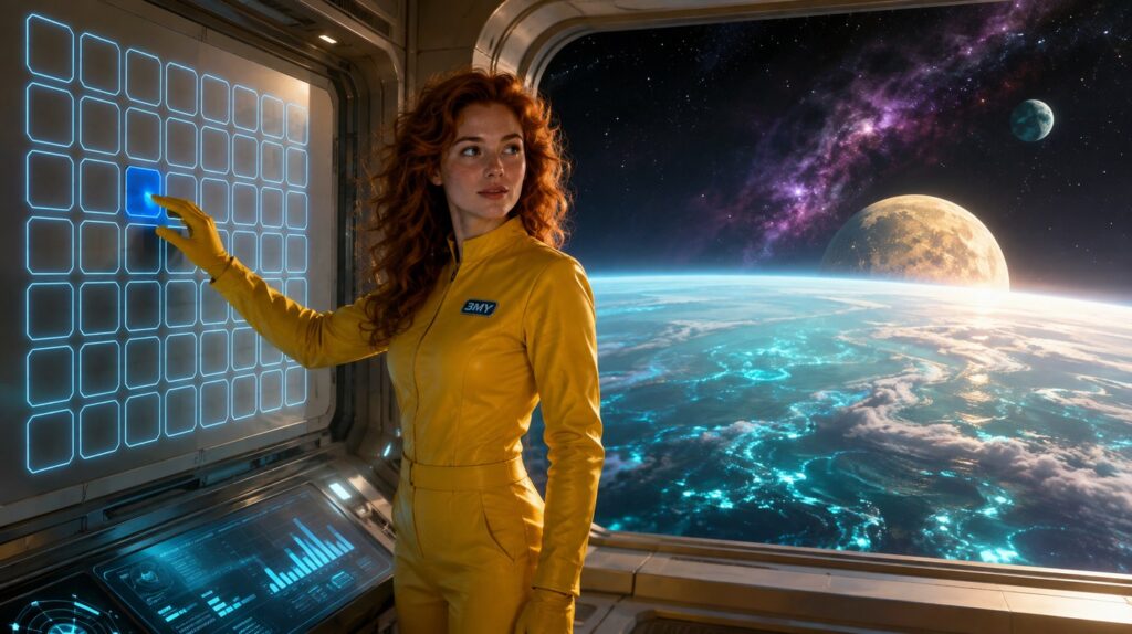 A crew member placing a single blue marker near the start of an empty planning grid