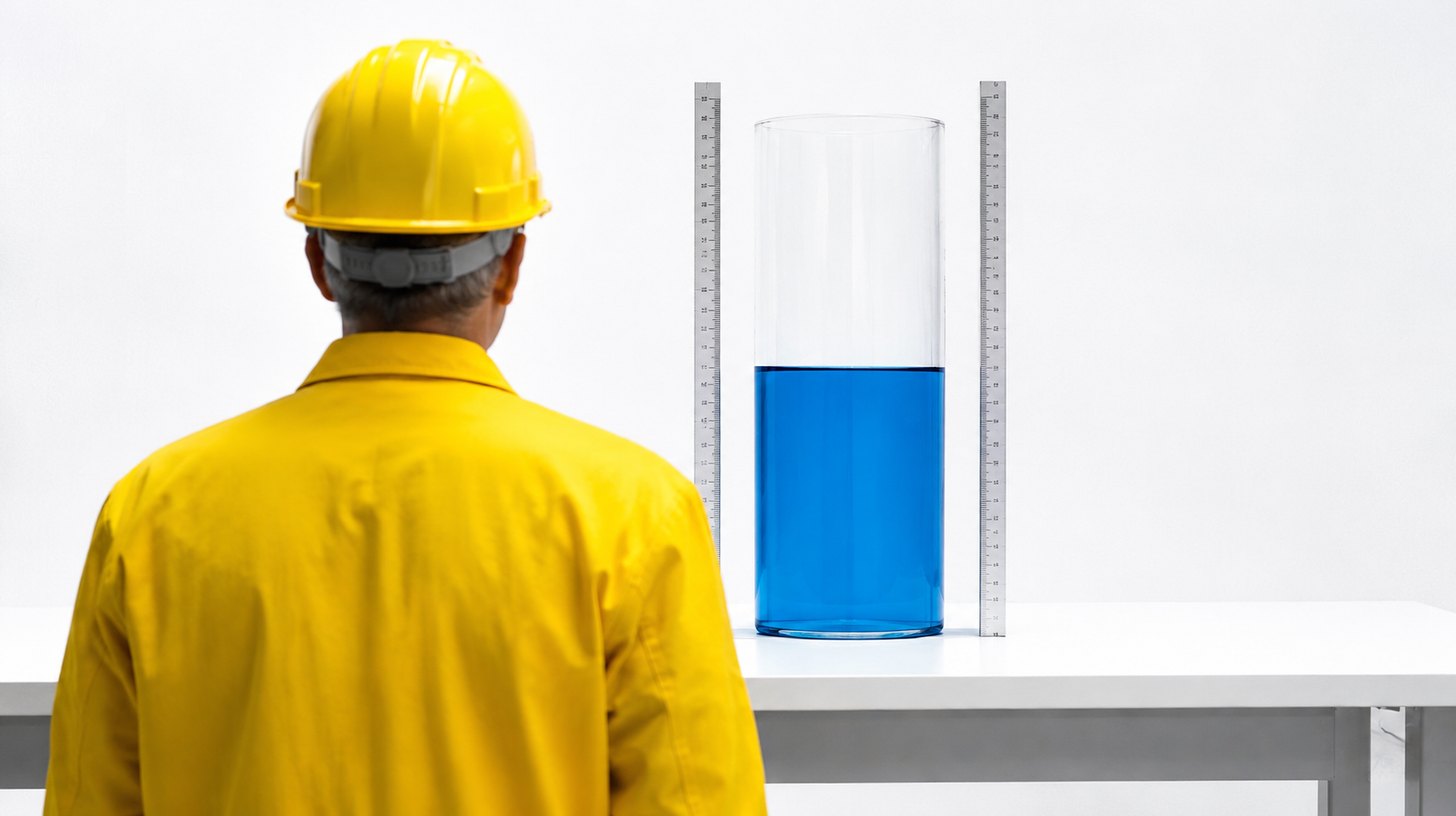 One level of blue liquid measured by two rulers reading from opposite ends — ACoS and ROAS