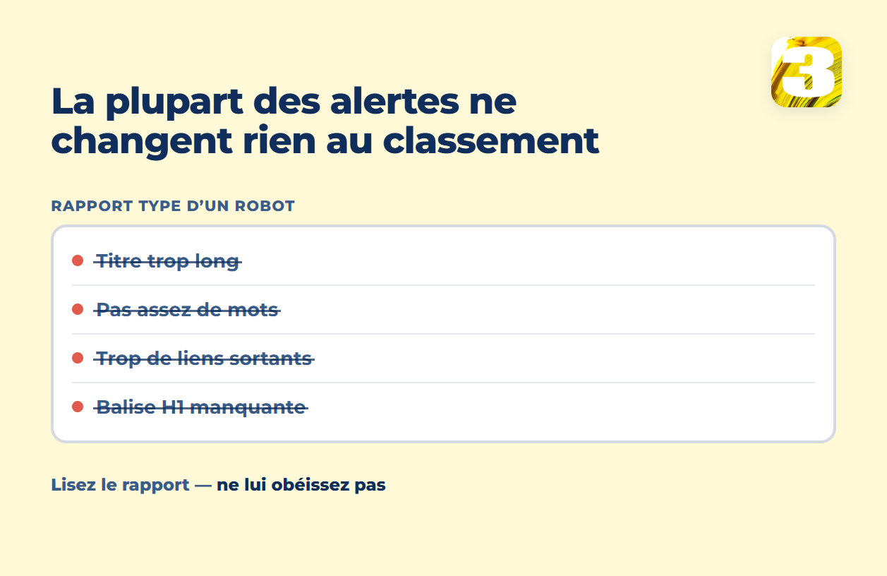 Schéma : quatre constats de rapport barrés comme fausses alertes