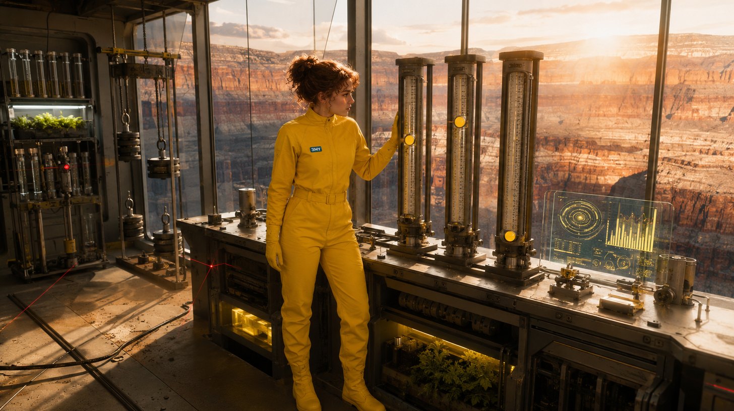 A crew member compares three calibrated gauges, each with its threshold marker set at a different height